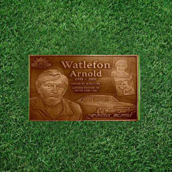 3D Image Single Bronze Headstone