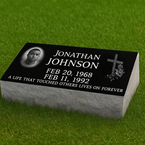 Single Black Granite Pillow Marker Headstone - Free Photo