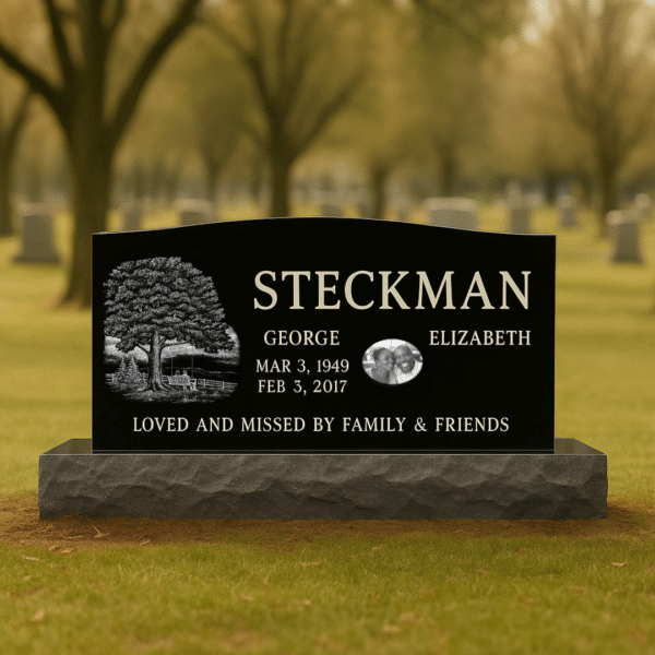 Companion Black Granite (Left Design) Headstone