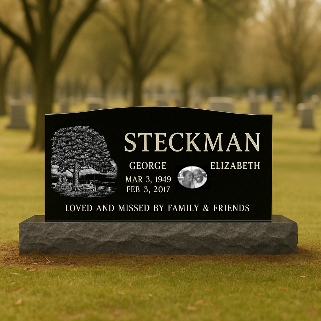 15 Companion Black Granite (Left Design) Headstone - Image 1