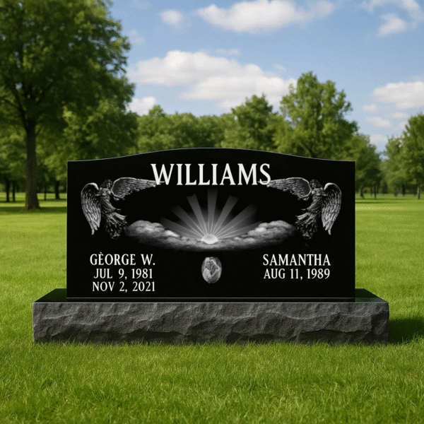 Companion Black Granite Scenery Headstone