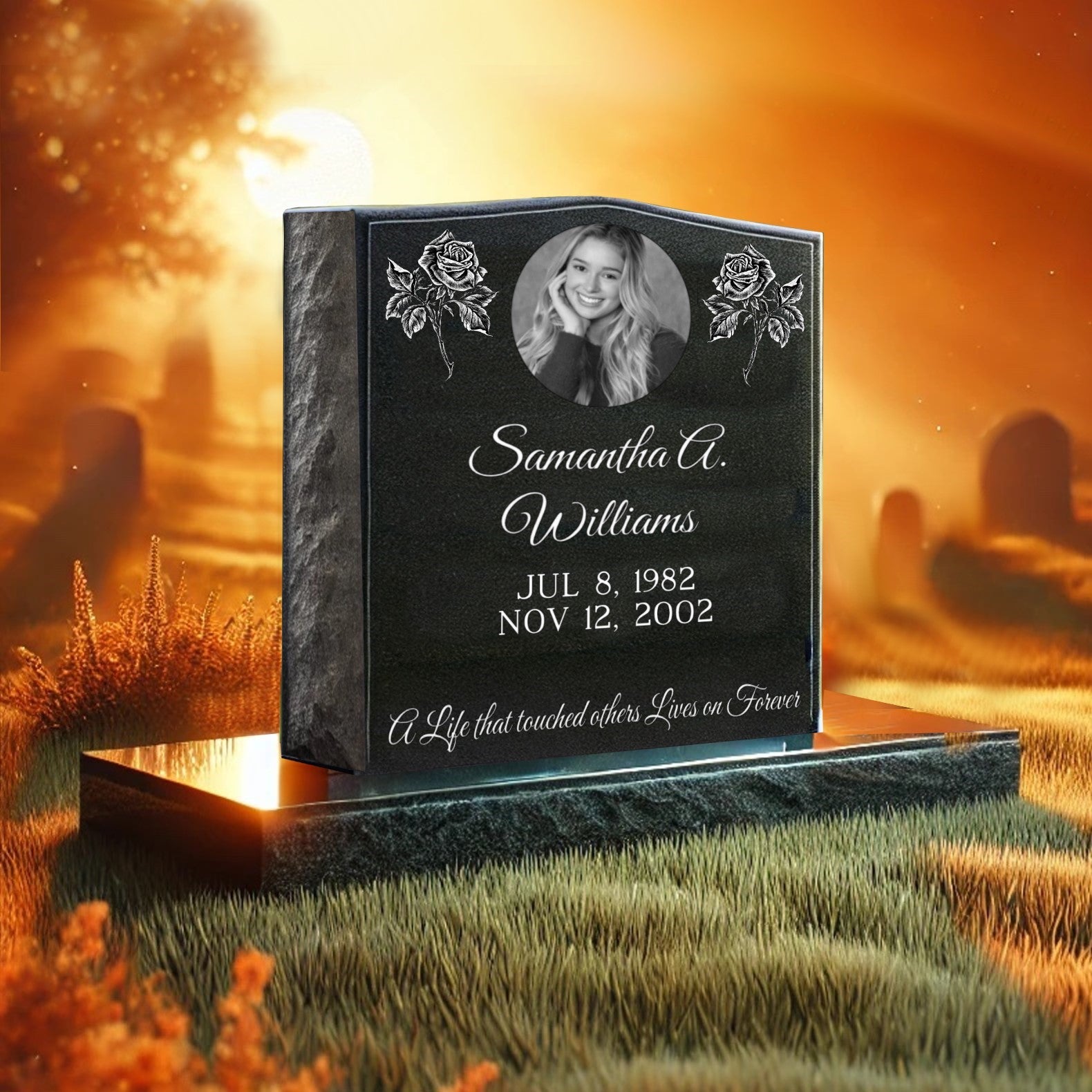 20-upright-portrait-granite-headstone-for-graves 30% OFF! Black Granite Single Headstone - Image 1