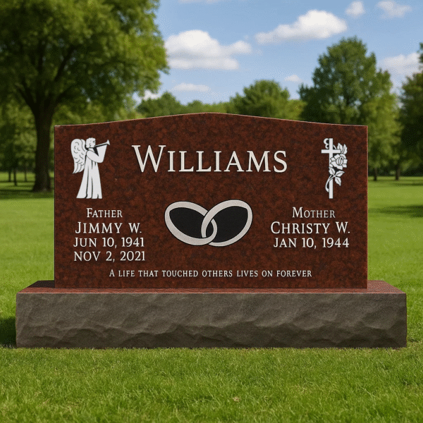 Red Companion Upright Headstone Monument (Corner Designs)