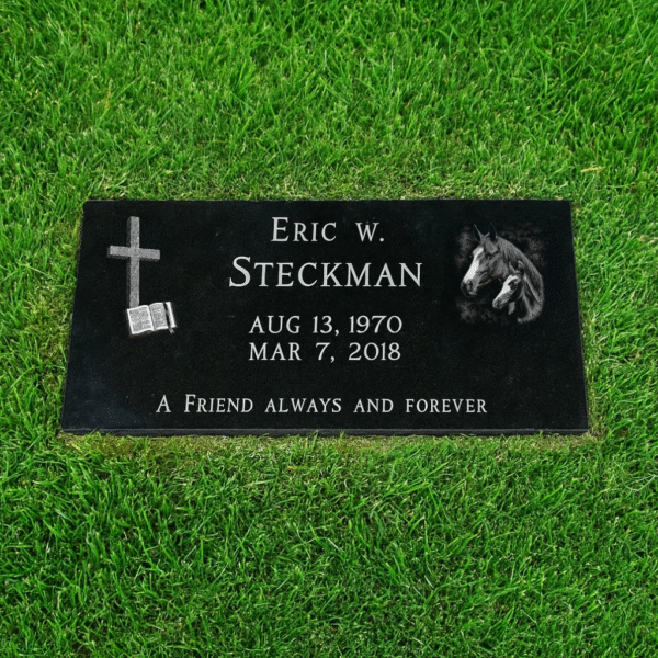 Black Granite (Economy) Single Grass-Level Headstone