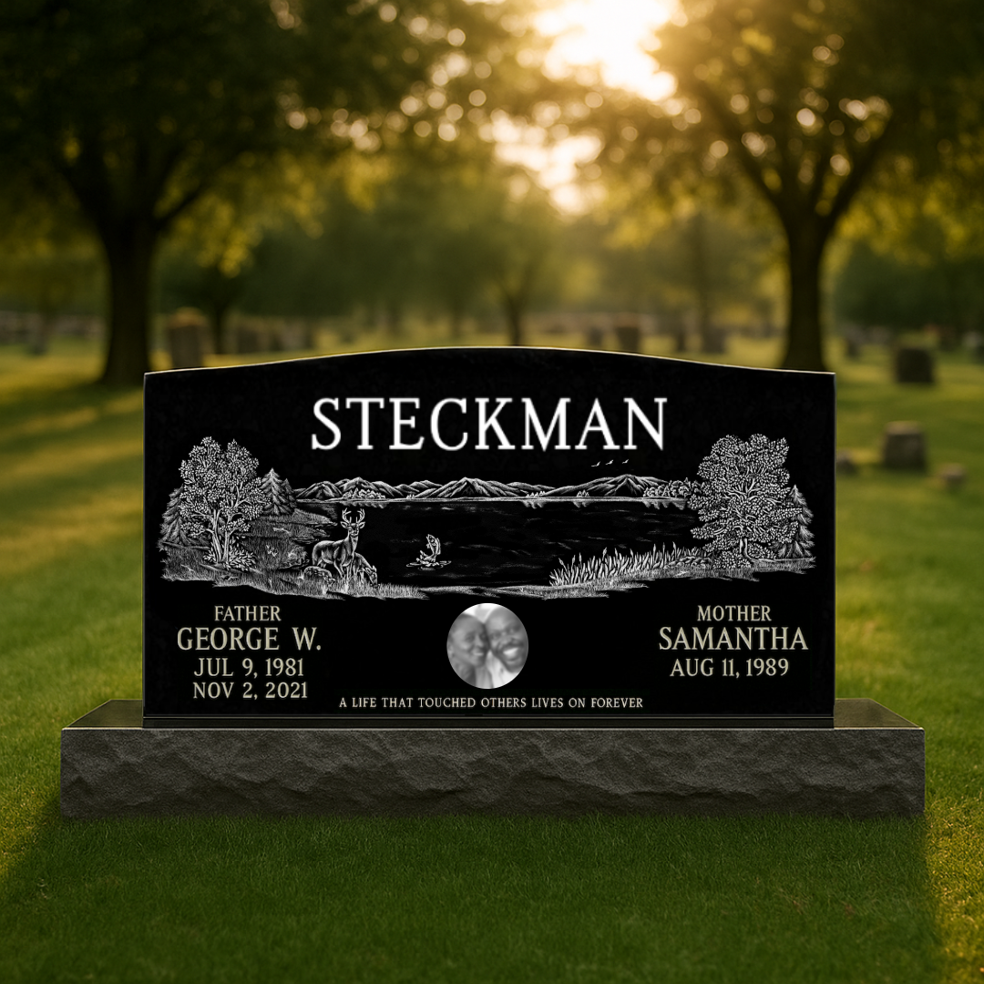 Copy_of_Untitled-12_1_1 Companion Black Granite Scenery Headstone - Image 1