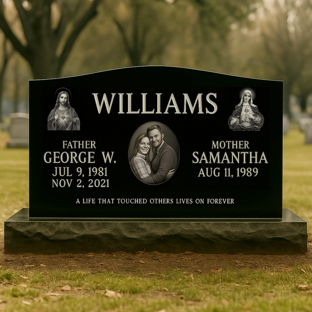 Copy_of_Untitled-9 FLASH SALE! Companion Black Granite Headstone (Corner Designs) - Image 1