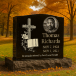 Single Black Granite Headstone (Left Design) - Image 2