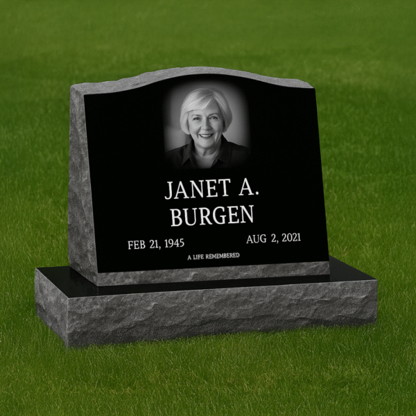 Black Granite Slant Single Headstone With Base